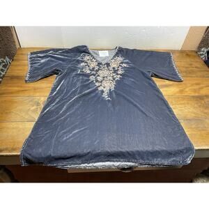 Karyn Seo Dress Womens Large Floral Embroidered Velvet Dress Made In India